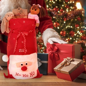 Personalised Embroidered Large Santa Sack, Christmas Gift Sack Hohoho Xmas Sack Santa Bag Red Drawstring Present Sack image 8