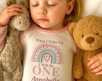 When I Wake Up I Will Be 1 2 3 4 5 Birthday PJs - Pink Rainbow For Girls Pyjamas First Birthday