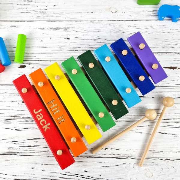 Personalised Xylophone Wooden Toy | Baby and Toddler Gift | Engraved Traditional Toy | 1st Birthday Gift | Girl | Boy | Musical Instrument