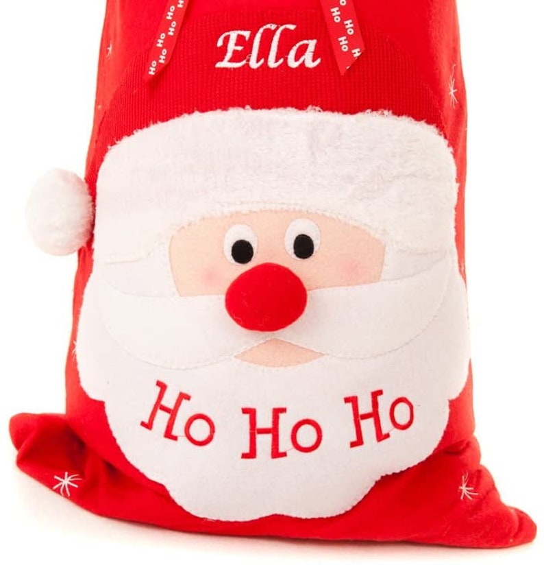 Personalised Embroidered Large Santa Sack, Christmas Gift Sack Hohoho Xmas Sack Santa Bag Red Drawstring Present Sack image 2