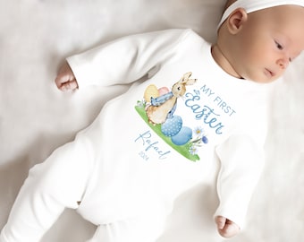 Personalised Sleepsuit Baby Boy - My 1st Easter Rabbit Rompersuit | Printed Gift Present for Newborn New Baby Outfit Clothing