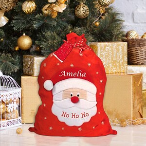 Personalised Embroidered Large Santa Sack, Christmas Gift Sack Hohoho Xmas Sack Santa Bag Red Drawstring Present Sack image 3