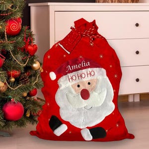 Personalised Santa Sack Embroidered Large  Christmas Gift Sack Hohoho Xmas  Bag Red Drawstring Present bag