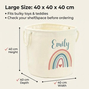 Personalised Toy Box Toy Storage Basket For Kids Baby Earth Rainbow Design Toy Boxes With Name Bedroom Gifts Tidy Room Nursery imagen 7