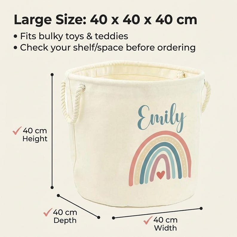 Personalised Toy Box Toy Storage Basket For Kids Baby Earth Rainbow Design Toy Boxes With Name Bedroom Gifts Tidy Room Nursery imagen 7