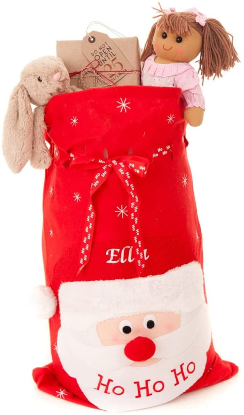 Personalised Embroidered Large Santa Sack, Christmas Gift Sack Hohoho Xmas Sack Santa Bag Red Drawstring Present Sack image 6