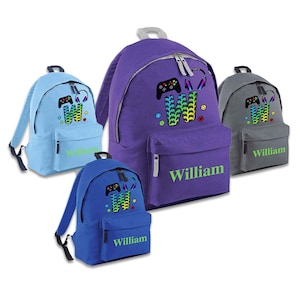 Personalised Gaming Controller Letter Backpack for Boys or Girls Large 18L Kids Rucksack Gamer Design Computer School Bag Customisable