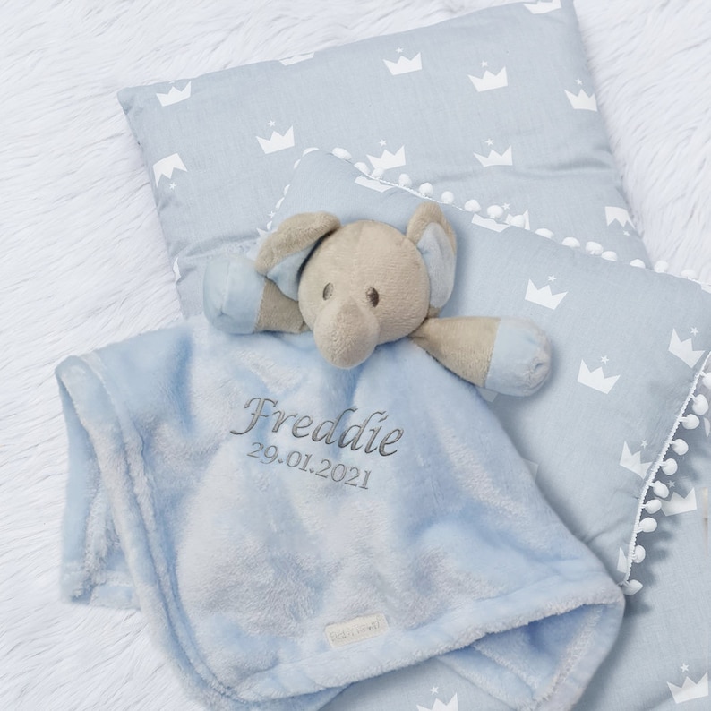 Embroidered Blue Elephant Comforter Personalised Blankie Etsy UK