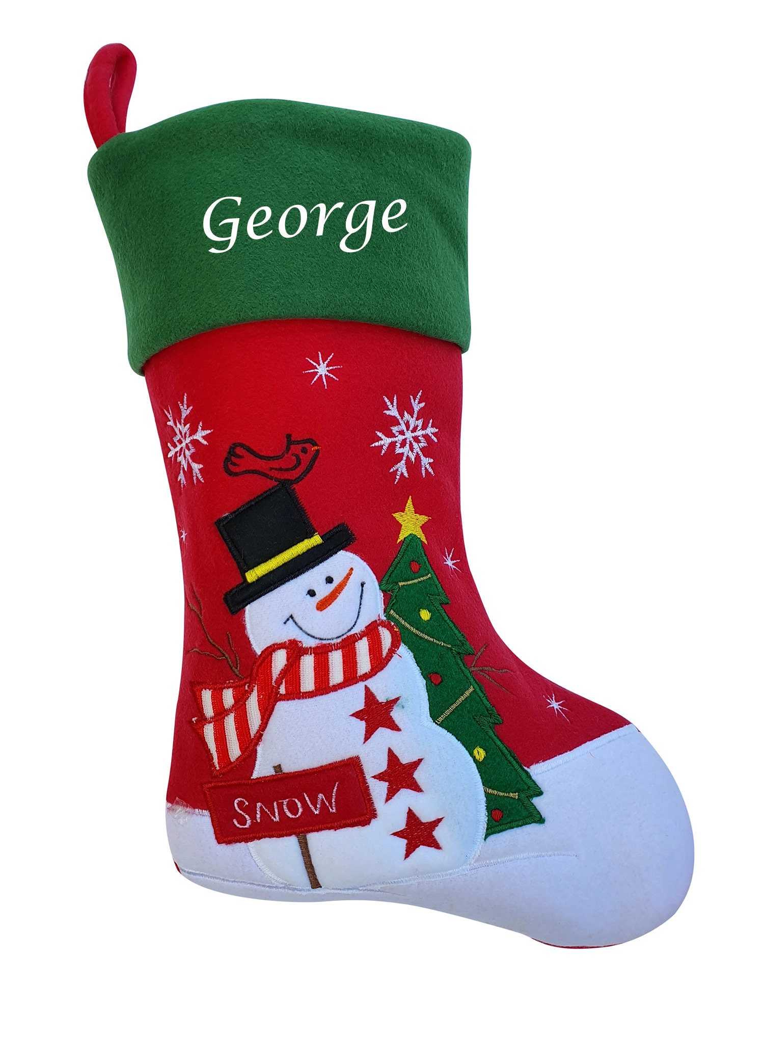 Personalised Embroidered Christmas Stocking Red Green - Etsy UK
