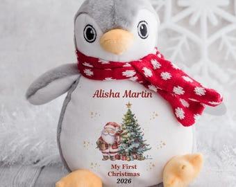 Personalised My First Christmas Penguin Teddy Xmas Gift For Baby