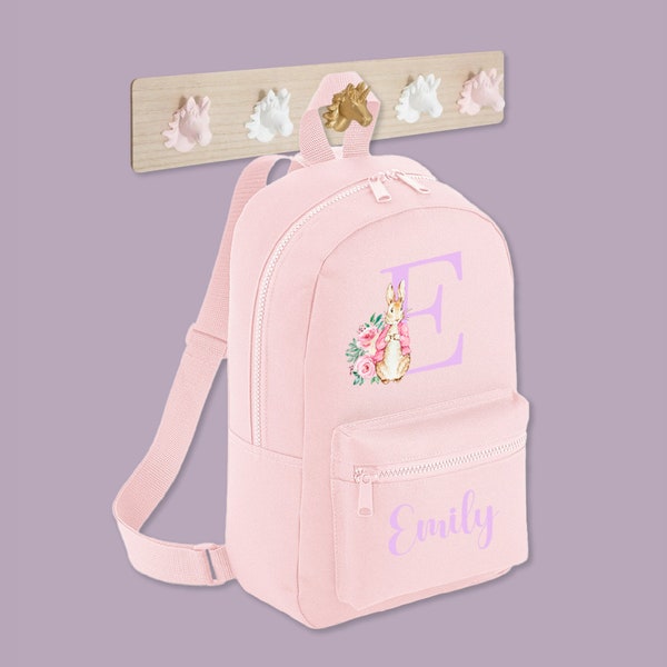 Personalised Backpack Baby & Toddler Floral Pink Rabbit Rucksack - Baby Girl Gift 35 x 23 x 12 cm Kids