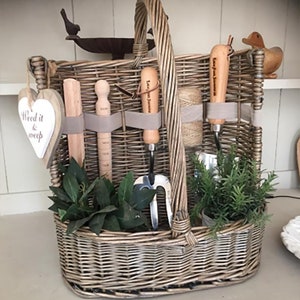 Personalised Gardening Tool Set Willow Trug, Fathers Day Garden Gift Set Birthday Present Basket Gardener Retirement Gift, Mum, Grandad Dad image 6