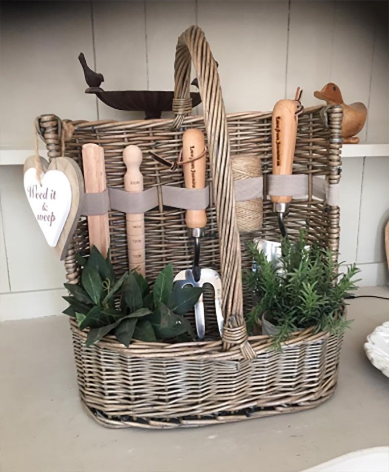 Personalised Gardening Tool Set Willow Trug, Fathers Day Garden Gift Set Birthday Present Basket Gardener Retirement Gift, Mum, Grandad Dad image 6