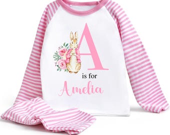 Personalised Toddler Pyjamas - Pink Bunny Rabbit 1 2 3 4 Birthday PJs - Pink Bunny For Girls, 6 Months - 4 Years Baby Birthday