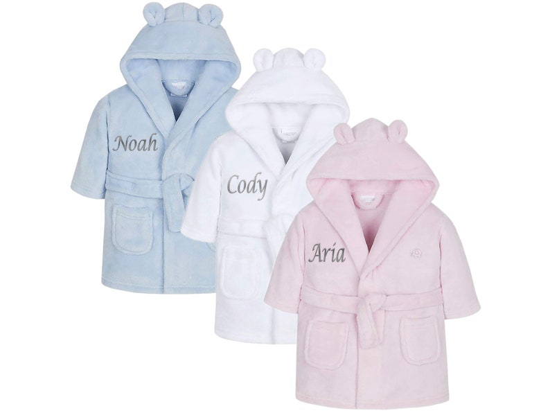 Embroidered Personalised Baby Dressing Gown Baby Bath Robe Etsy UK