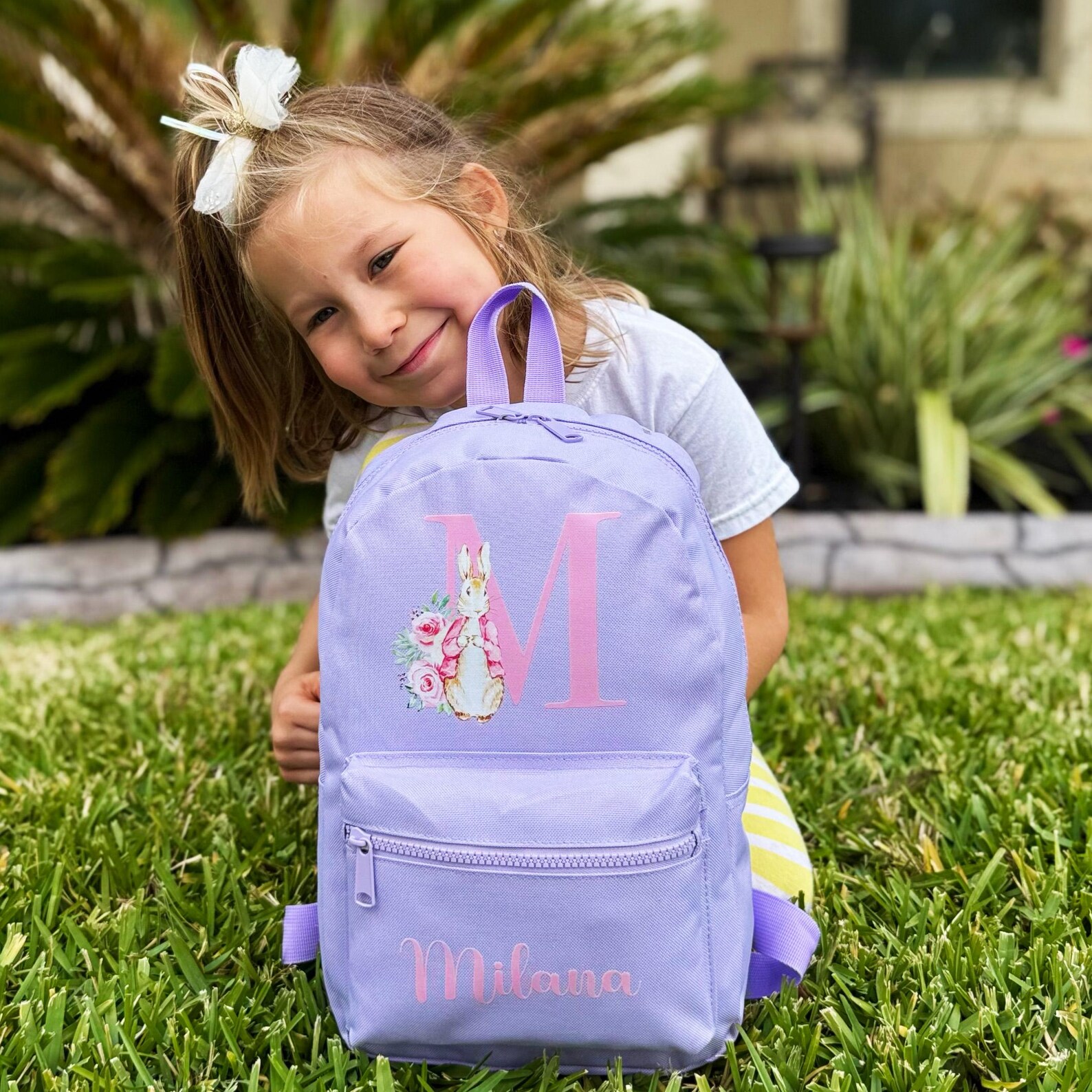 Personalised Backpack Baby Toddler Lilac Pink Rabbit Rucksack Girls 35 ...