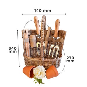 Personalised Gardening Tool Set Willow Trug, Fathers Day Garden Gift Set Birthday Present Basket Gardener Retirement Gift, Mum, Grandad Dad image 4