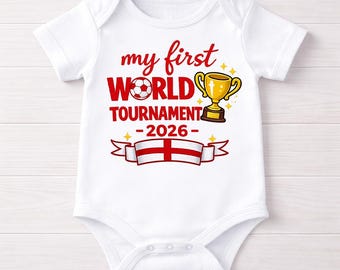 My 1st World Cup England 2026 Babygrow – England Flag Newborn Bodysuit – Cute Baby Football Outfit – Baby Shower Gift for England Fans