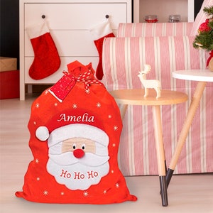 Personalised Embroidered Large Santa Sack, Christmas Gift Sack Hohoho Xmas Sack Santa Bag Red Drawstring Present Sack image 4