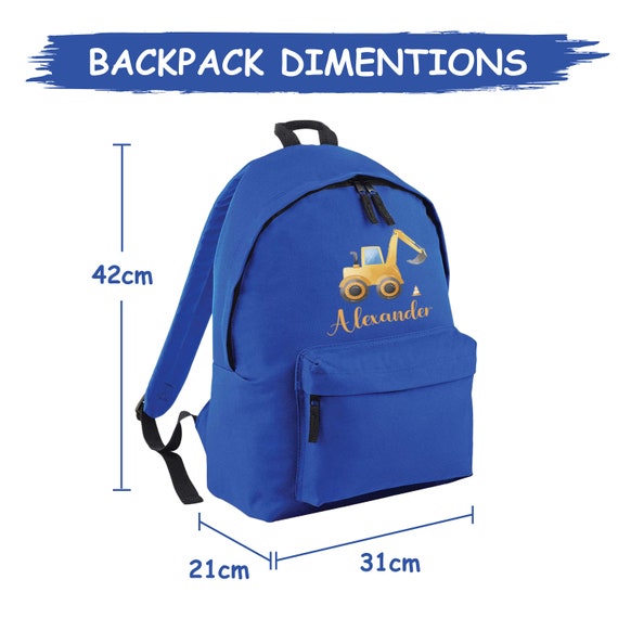 Personalised Blue Nursery Backpack With Construction Digger Design Pre School Boys Children Etsy
