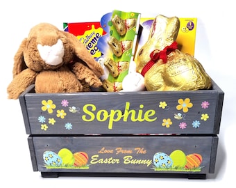 Personalised Easter Crate | Gift Baskets |  Empty Easter Crate For Children | Easter Hampers | Healthy Easter | Egg Design | Traditional