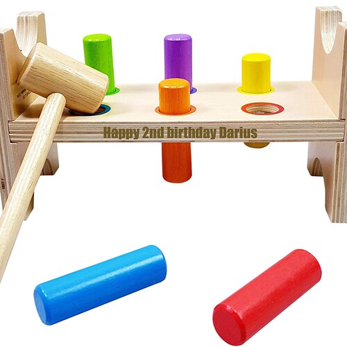 Personalised Engraved Wooden Hammer and Peg Toy Pounding Peg Etsy UK