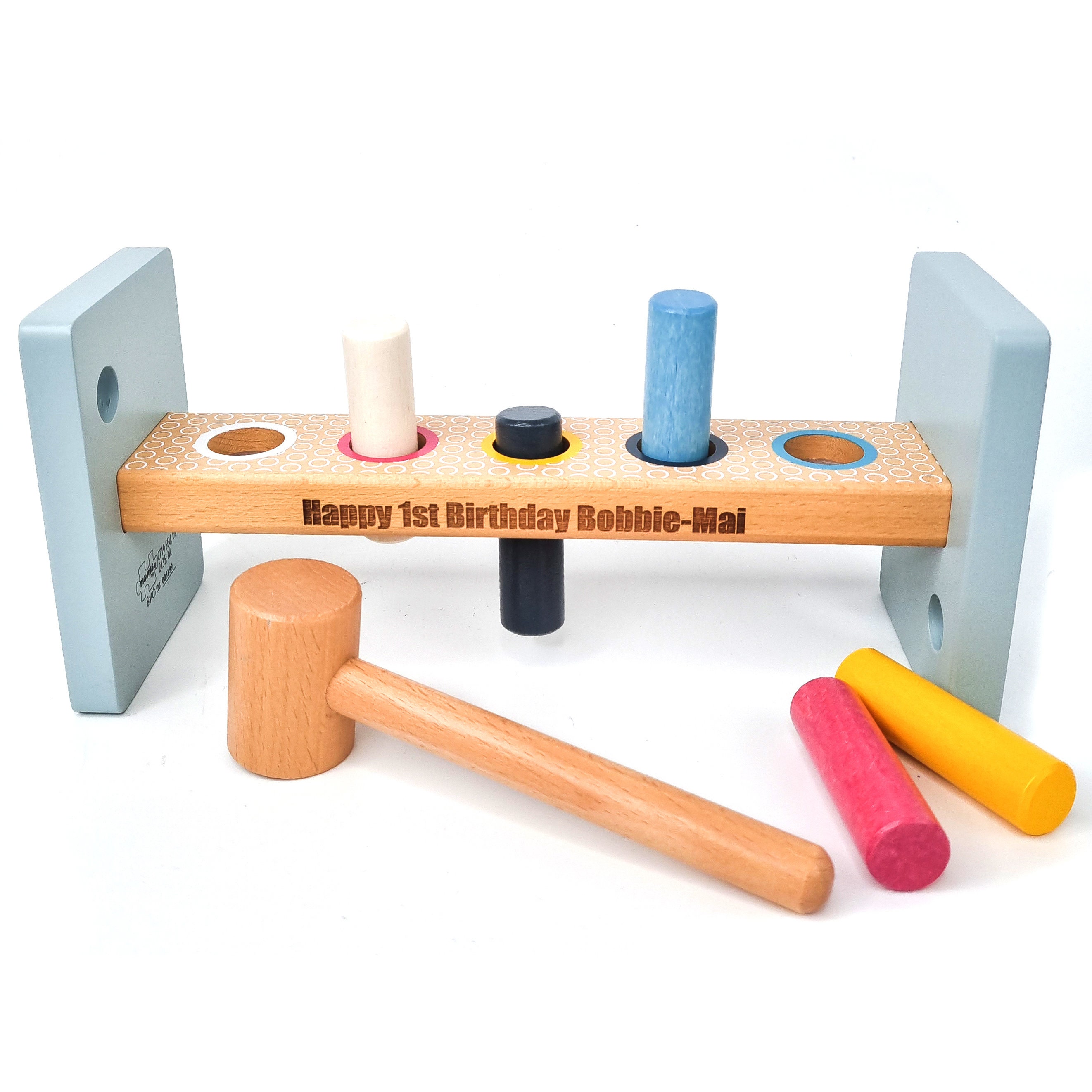 Personalised Engraved Wooden Hammer and Peg Toy Pounding Peg Etsy UK