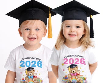 Personalised Nursery Graduation T-shirt Leaver 2026 Graduate – Custom Name Class of 2026 Top for Boy or Girl Ages 2-6