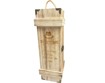 Fathers Day Personalised Wine Gift Box  Engraved Wooden Chest Whisky Champagne