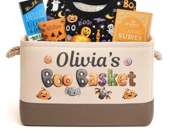 Personalised Halloween Boo Basket Custom Gift Basket for Goodies For Kids 30cm x 23cm Large Empty