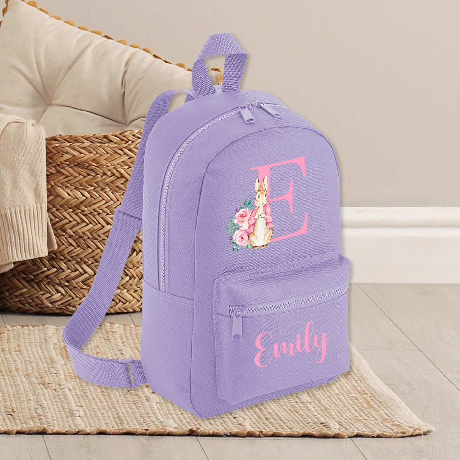 Personalised Backpack Baby Toddler Lilac Pink Rabbit Rucksack Girls 35 ...