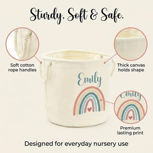 Personalised Toy Box Toy Storage Basket For Kids Baby Earth Rainbow Design Toy Boxes With Name Bedroom Gifts Tidy Room Nursery imagen 9