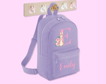 Personalised Backpack Baby Toddler Lilac Pink Rabbit Rucksack Girls 35 x 23 x 12 cm Nursery Baby Gift