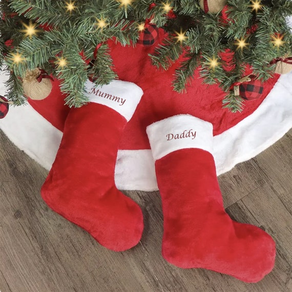 ROSI Christmas Stockings Personalized Name Family Christmas Stocking Tree Decorations 18.7" Large Knitted Xmas Santa Claus Elk Bear Stocking Gifts For Kids