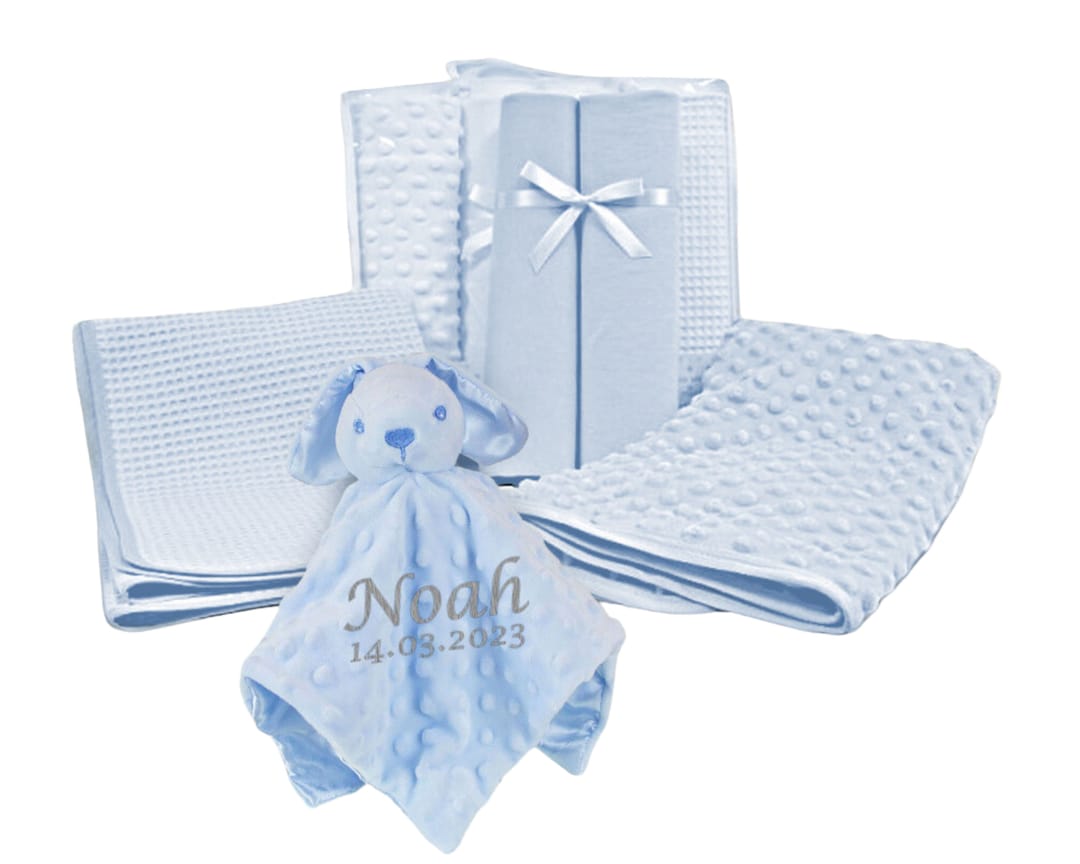 Hoolaroo Personalised Embroidered Newborn Baby Cot Bedding Set Blanket