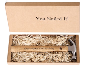 Personalised Fathers day Hammer Engraved Tool Gift Dad Grandad Wooden New Step Dad Gifts for Him Retirement Fathers Day Papa