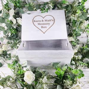 Personalised Memory Box Birthday Antique Finish Heart Wooden Crate For Memories Engraved Wood Baby Keepsake Box Large 35cm Wedding Baby Gift