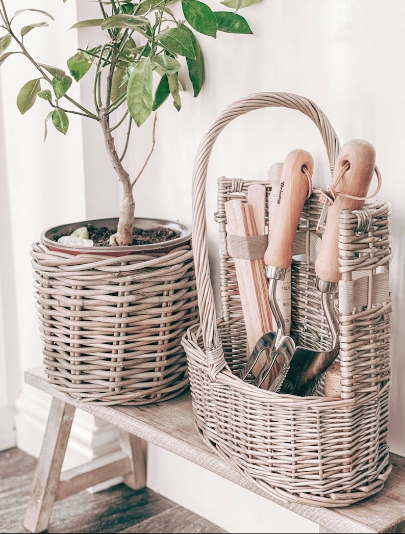 Personalised Gardening Tool Set Willow Trug, Fathers Day Garden Gift Set Birthday Present Basket Gardener Retirement Gift, Mum, Grandad Dad image 3