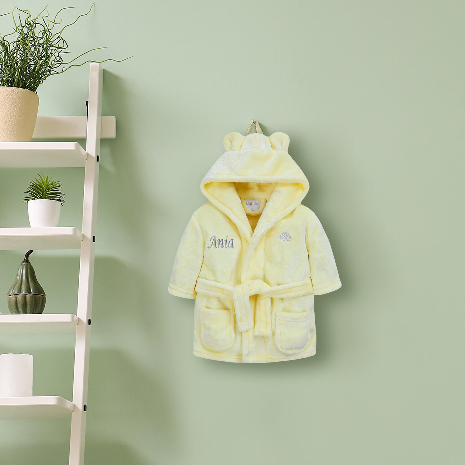 Embroidered Personalised Baby Dressing Gown, Baby Bath Robe Soft With