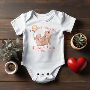 Personalised BabyGrow 1st Mothers Day Together Baby Bears Mummy Design Newborn, 0-12 Months Vest image 6