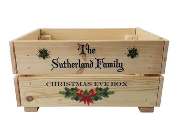 Personalised Christmas Eve Box | Crate For Family | With Name | Wooden Xmas Eve Box | Personalised Family Christmas Eve Box | Neighbour Gift