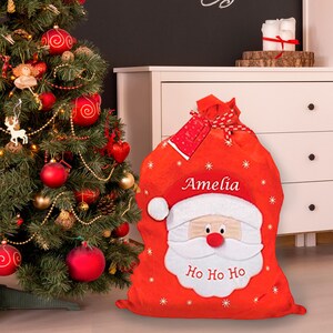 Personalised Embroidered Large Santa Sack, Christmas Gift Sack Hohoho Xmas Sack Santa Bag Red Drawstring Present Sack image 9