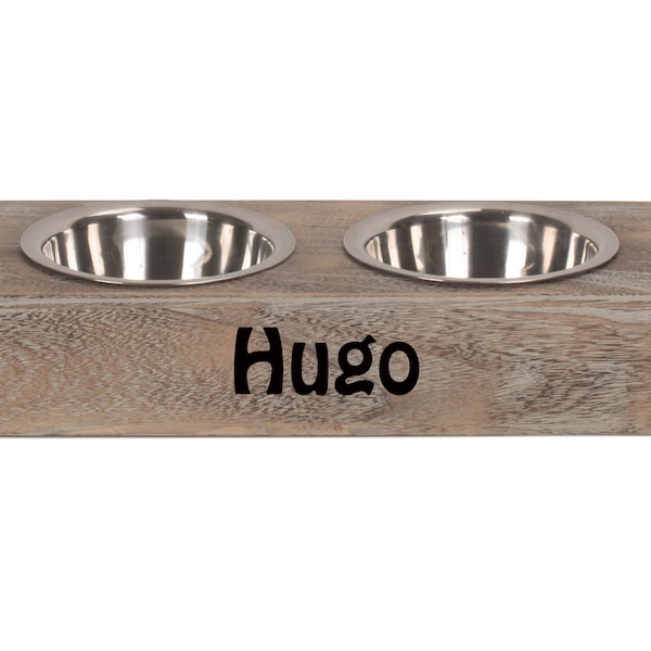 Personalised Dog Bowl Rustic Wooden Dog Bowl Raised Dog Bowls Dog Feeding Station | Food & Water | Puppy Gifts Metal Bowls Non Slip Pet Cat