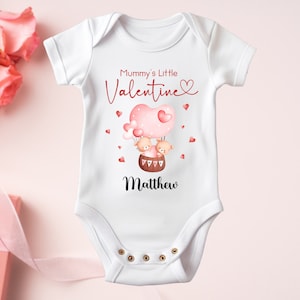 Personalised Bodysuit &quot;Mummy&#39;s Little Valentine&quot; Babygrow Vest- Custom 1st Valentine&#39;s Day Bodysuit Gift New Girl Boy