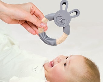 Boho Bunny Teething Ring Silicone Teether Organic Baby Teether
