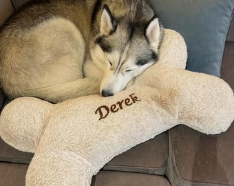 Personalised Dog Cushion Embroidered 60cm Large Pet Puppy Bone Pillow