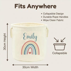 Personalised Toy Box Toy Storage Basket For Kids Baby Earth Rainbow Design Toy Boxes With Name Bedroom Gifts Tidy Room Nursery imagen 6