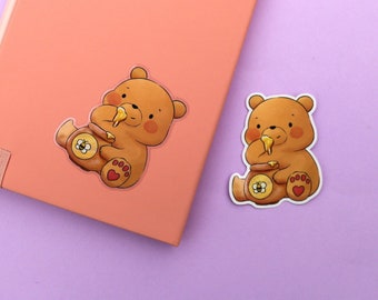Honey Bear Transparent Sticker Clear Sticker Digital Art Vinyl Sticker Gifts for Bear Lovers