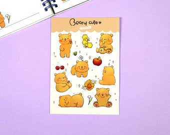 Bear Sticker Sheet | Journal Stickers | Bear Stickers | Cute Stickers | Kawaii Stickers | Planner Stickers | Bullet Journal