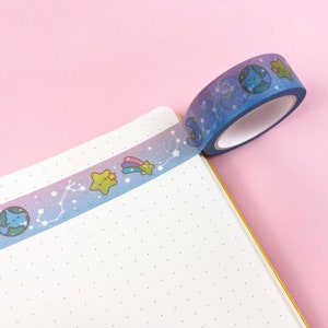 Cute Space Washi Tape, Pastel Washi Tape, Space Washi Tape, Journal Washi Tape